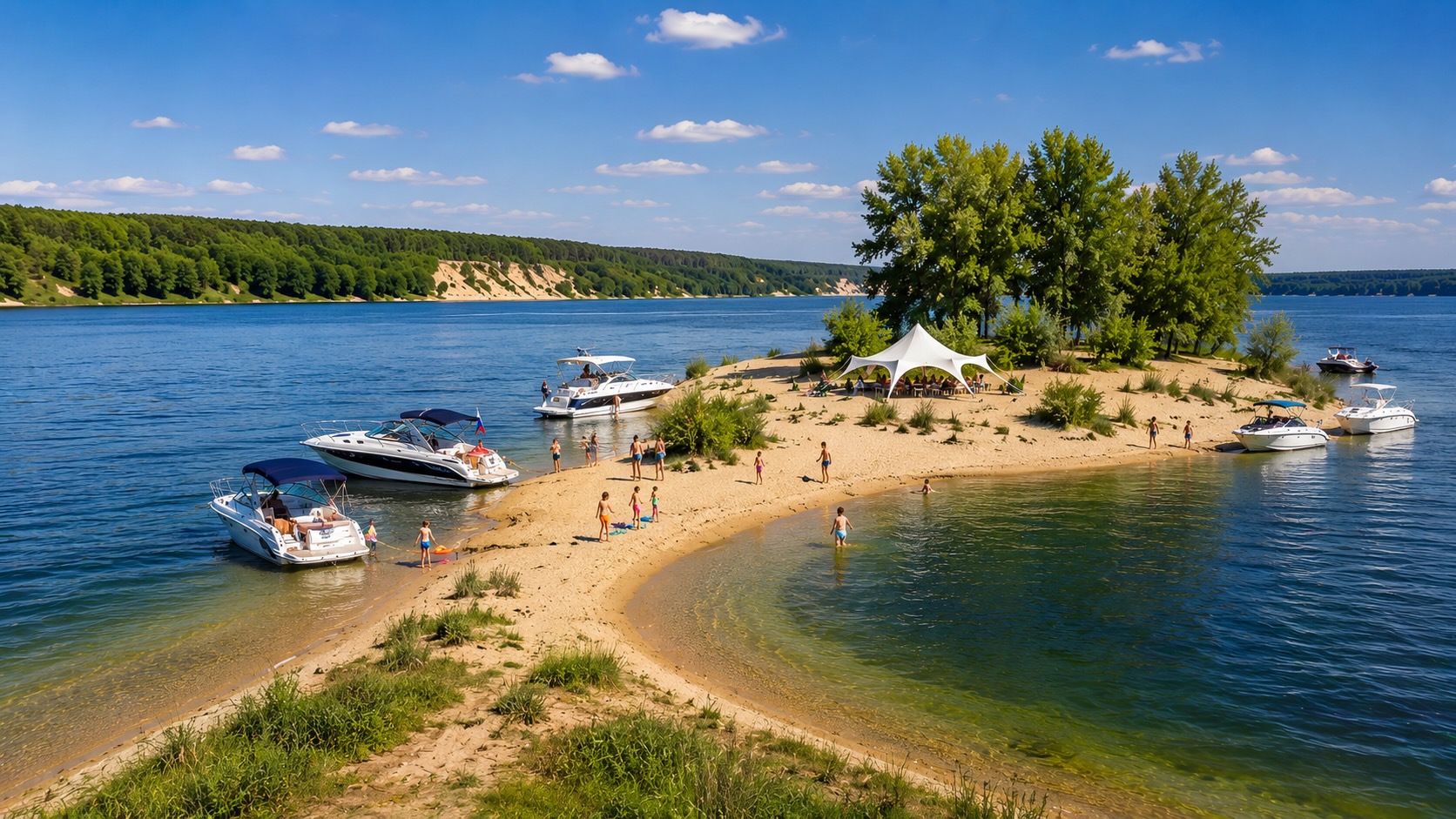 Острова Волги на катерах